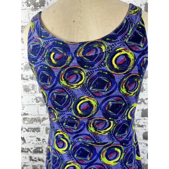 Rei Tank Dress Sz M Indigo Abstract Swirls Knee Length Fit & Flare Stretch - Picture 5 of 13